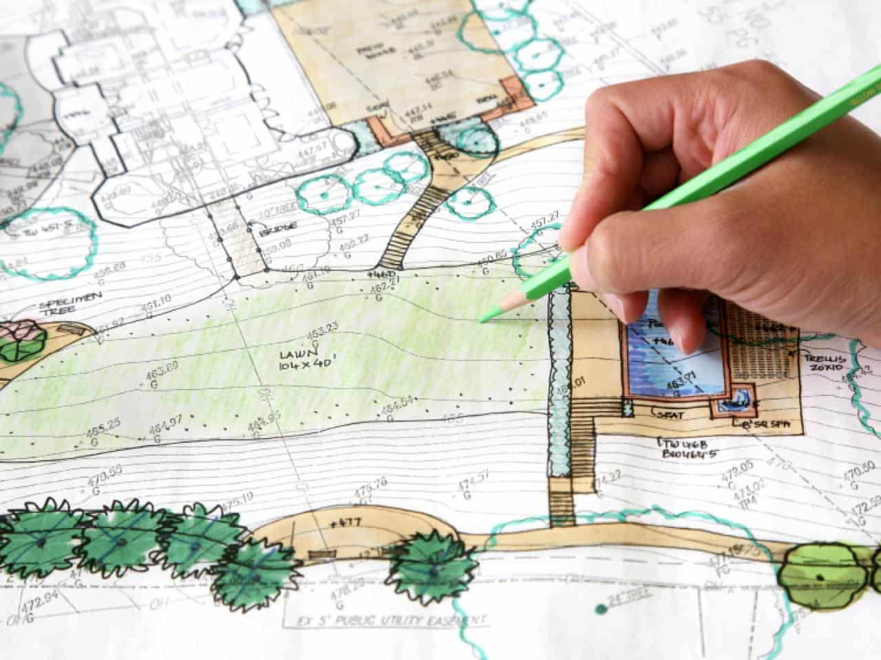 Planning a 2D sketch of a landscaping project